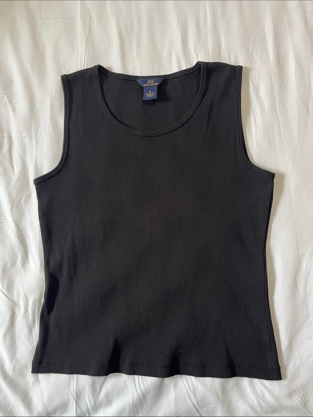 Brooks Brothers 346 Black Ribbed Sleeveless Top Medium